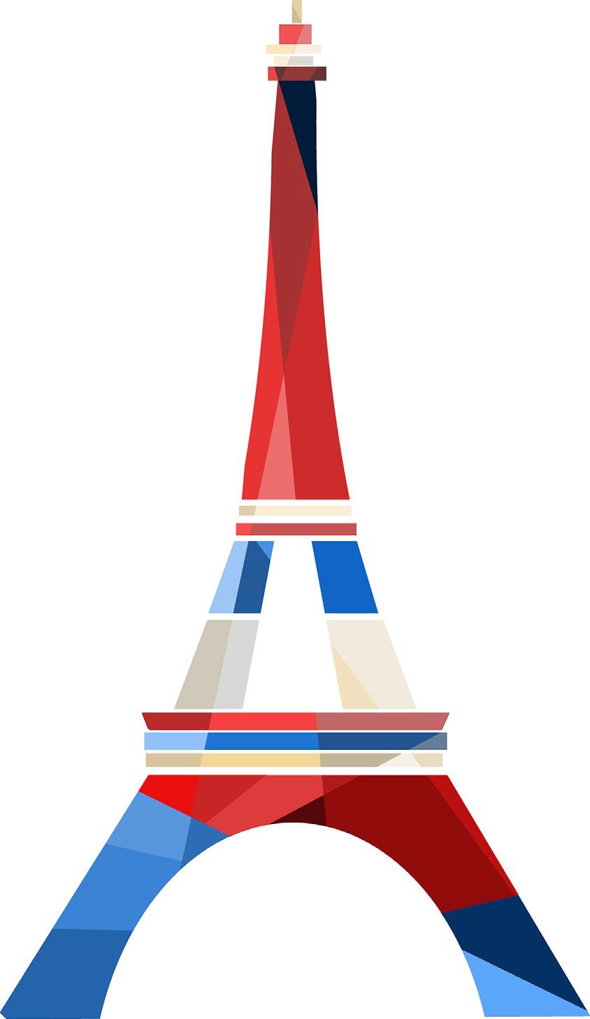 Foto del cartel con dibujo de la Torre Eiffel colorida