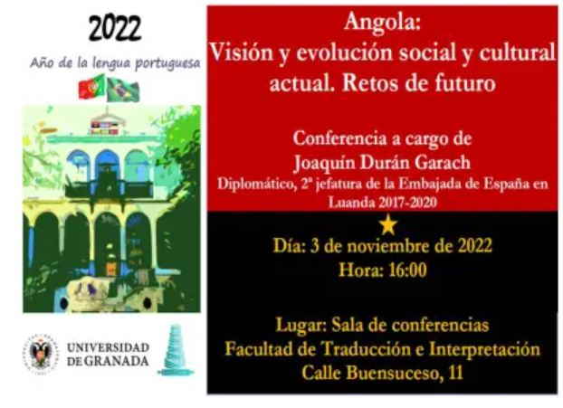 Cartel actividades de Portugués poster con Palacio de las Columnas