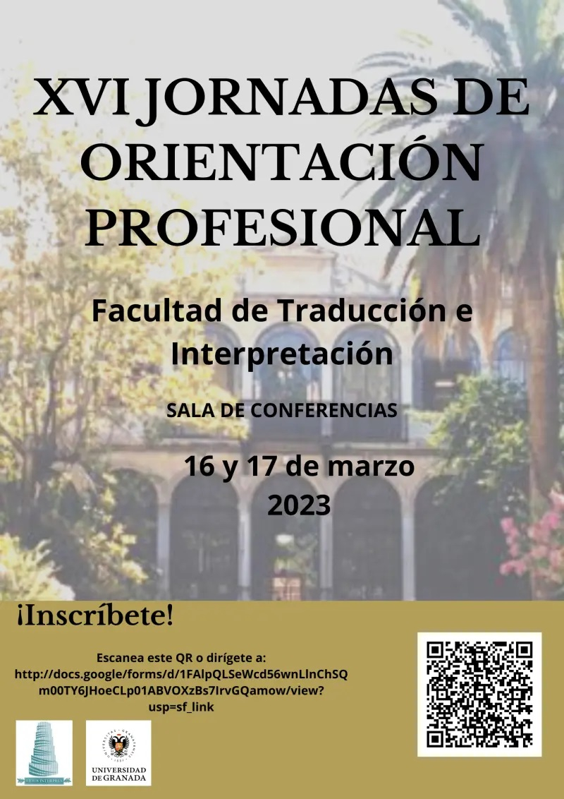 Cartel de actividad Cartel con imagen de Patio de las Columnas y texto de jornadas de Orientación